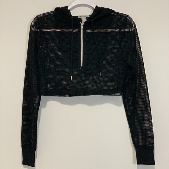 Sexy SPORT MESH CROP HOODIE | FRONT ZIPPER CLOSURE | SILVER TONE HARDWARE - Picture 2 of 8